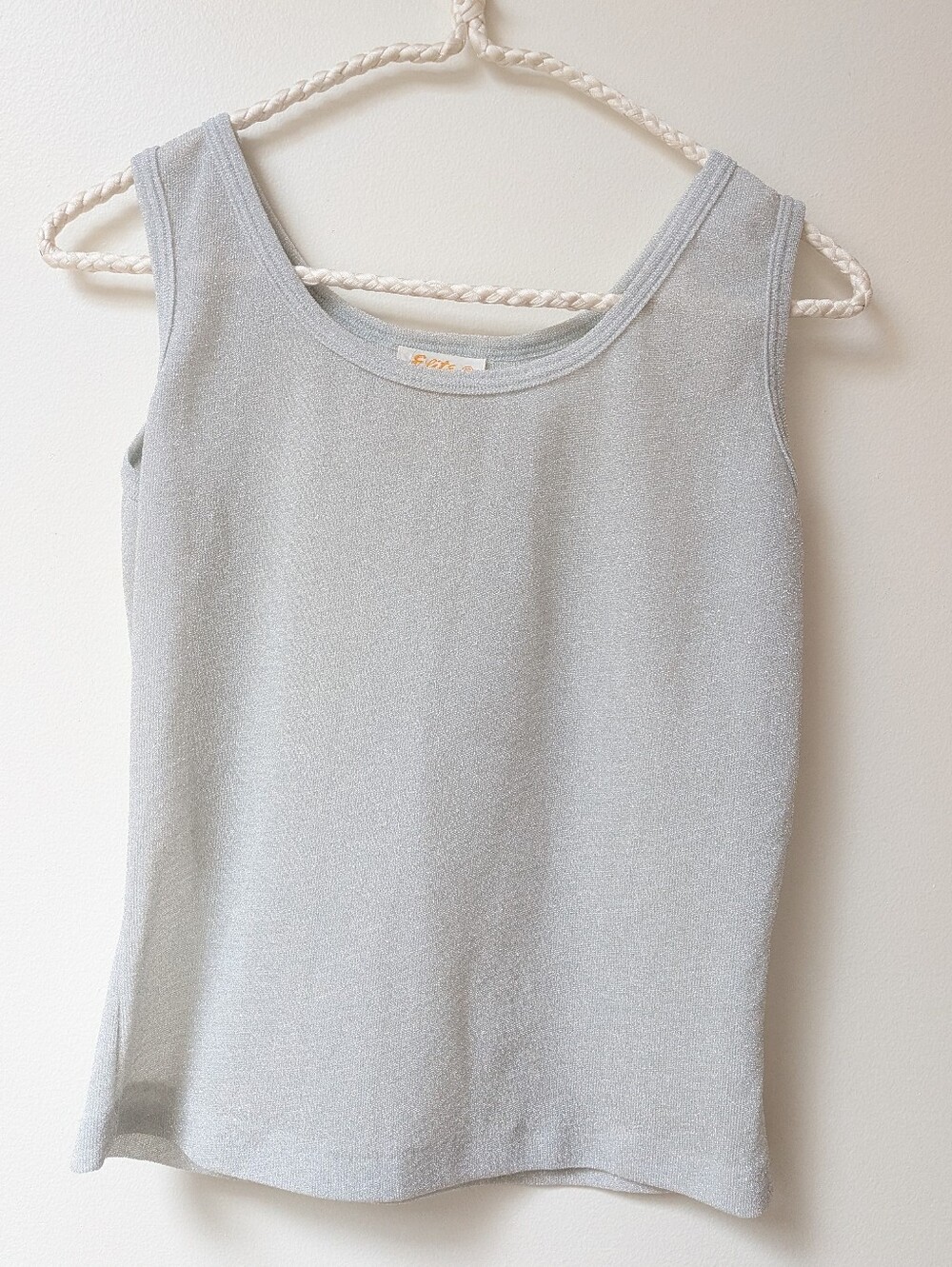 Vintage Sparkly Silver metallic Sleeveless Top XS Small